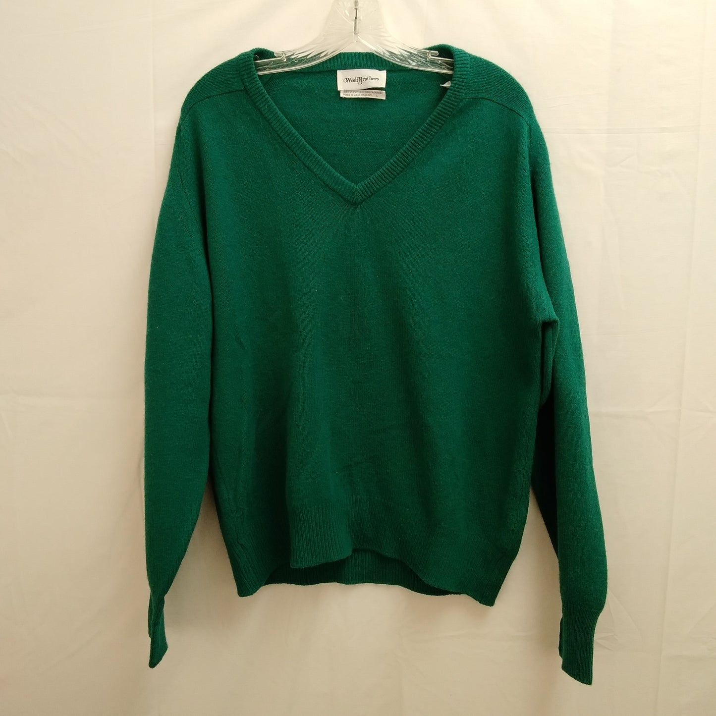 VTG - Woolf Brothers Teal Green V-Neck Cashmere Sweater - L