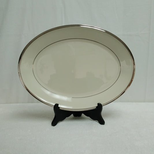 Lenox 13" Dimension Collection Solitaire Oval Serving Platter with Platinum Trim