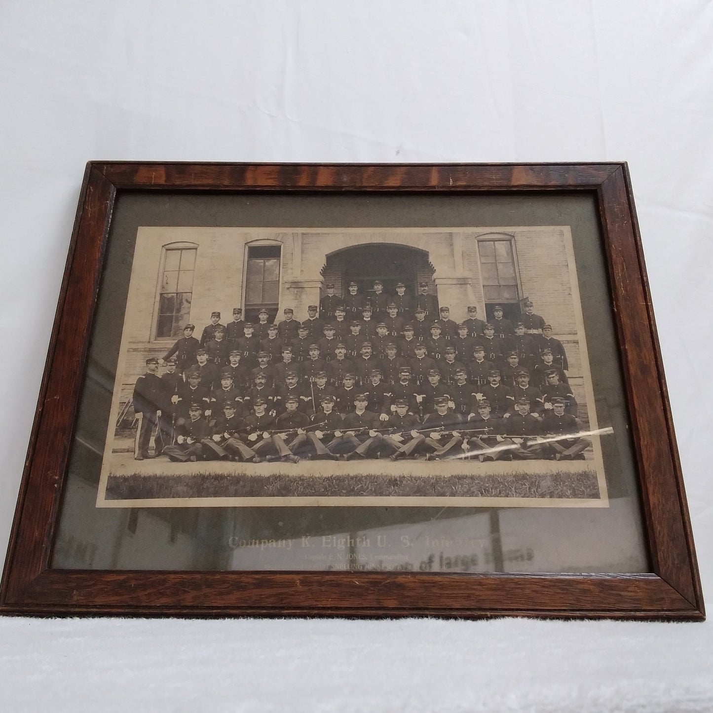 Framed Portrait of Eighth Infantry Division, Company K, at Fort Snelling, Minnesota c. 1900