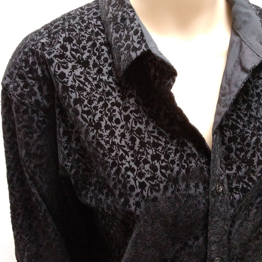 NWT -- INC International Concepts Black Floral Button Up Top -- L