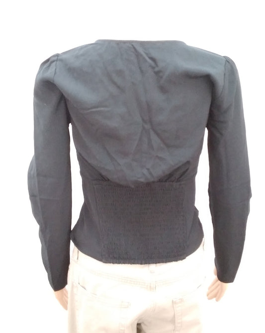 NWT -- Abercrombie and Fitch Black Long Sleeve V-Neck Blouse -- S