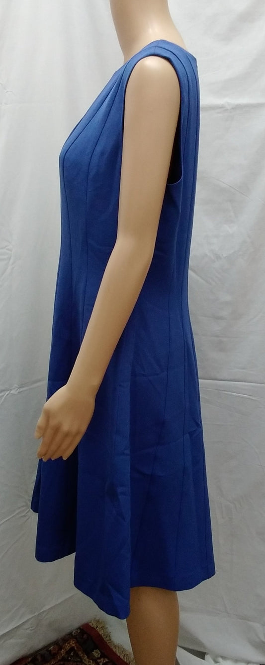NWT -- White House Black Market blue Sleeveless Flare Dress -- 12
