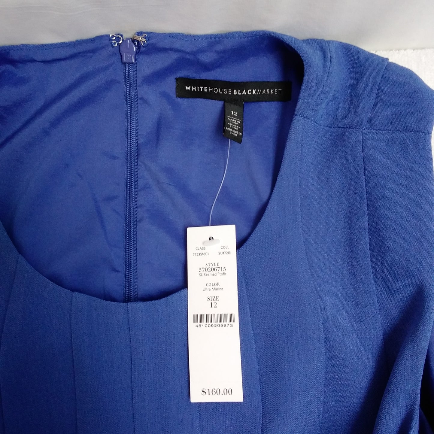 NWT -- White House Black Market blue Sleeveless Slight Flare Midi Dress -- 12