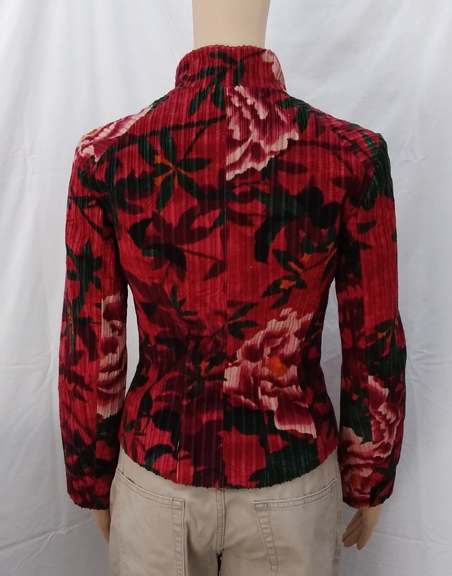 VTG -- KENZO Paris Burgundy Floral Pattern Bomber Jacket -- 36 / S