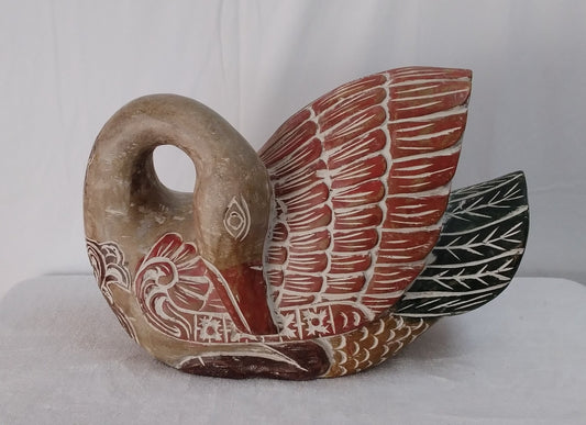 Rare Hand Carved, Hand Painted Wooden Goose Sculpture
