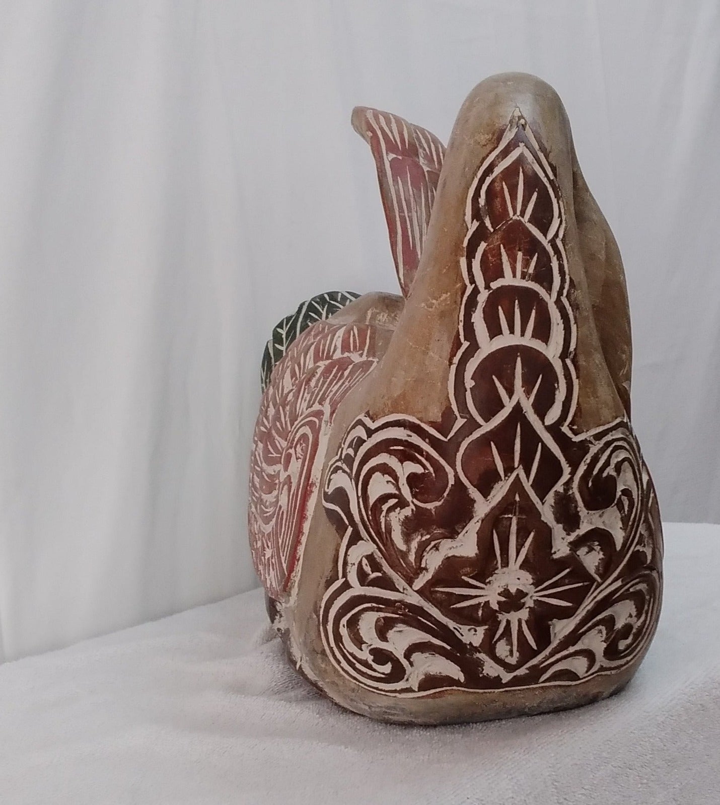 Rare Hand Carved, Hand Painted Wooden Goose Sculpture