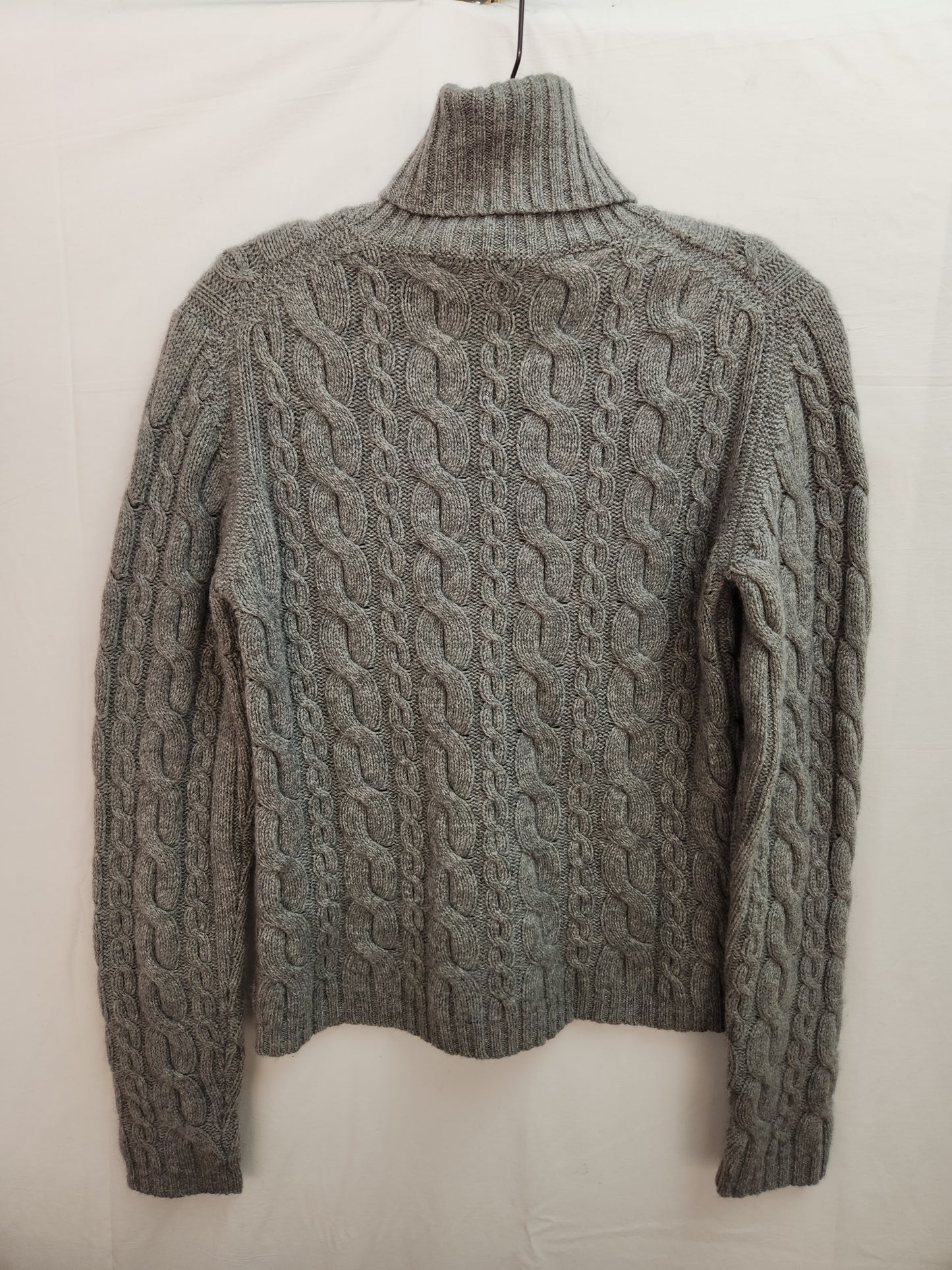 Autumn Cashmere Gray Cable Knit Fisherman Turtleneck Sweater - Size: M