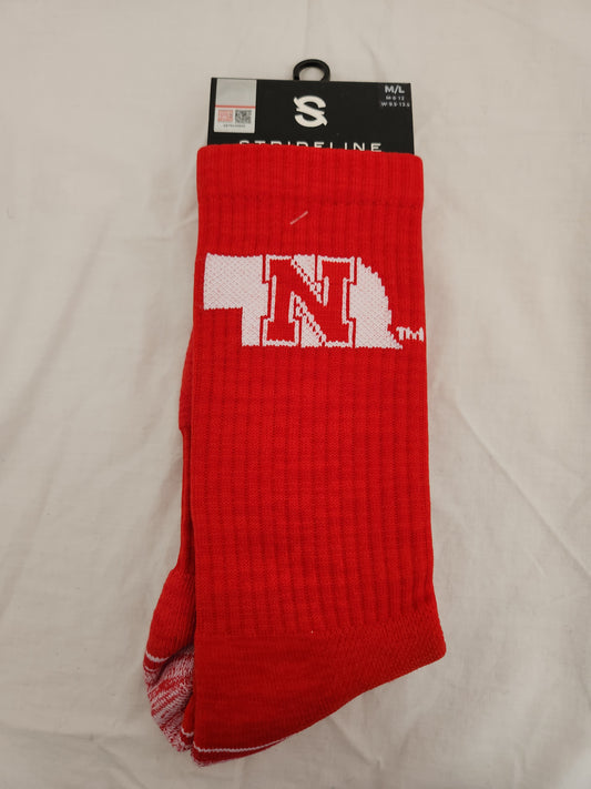 NWT - Strideline Men's Red Nebraska Huskers Socks - Size: M/L