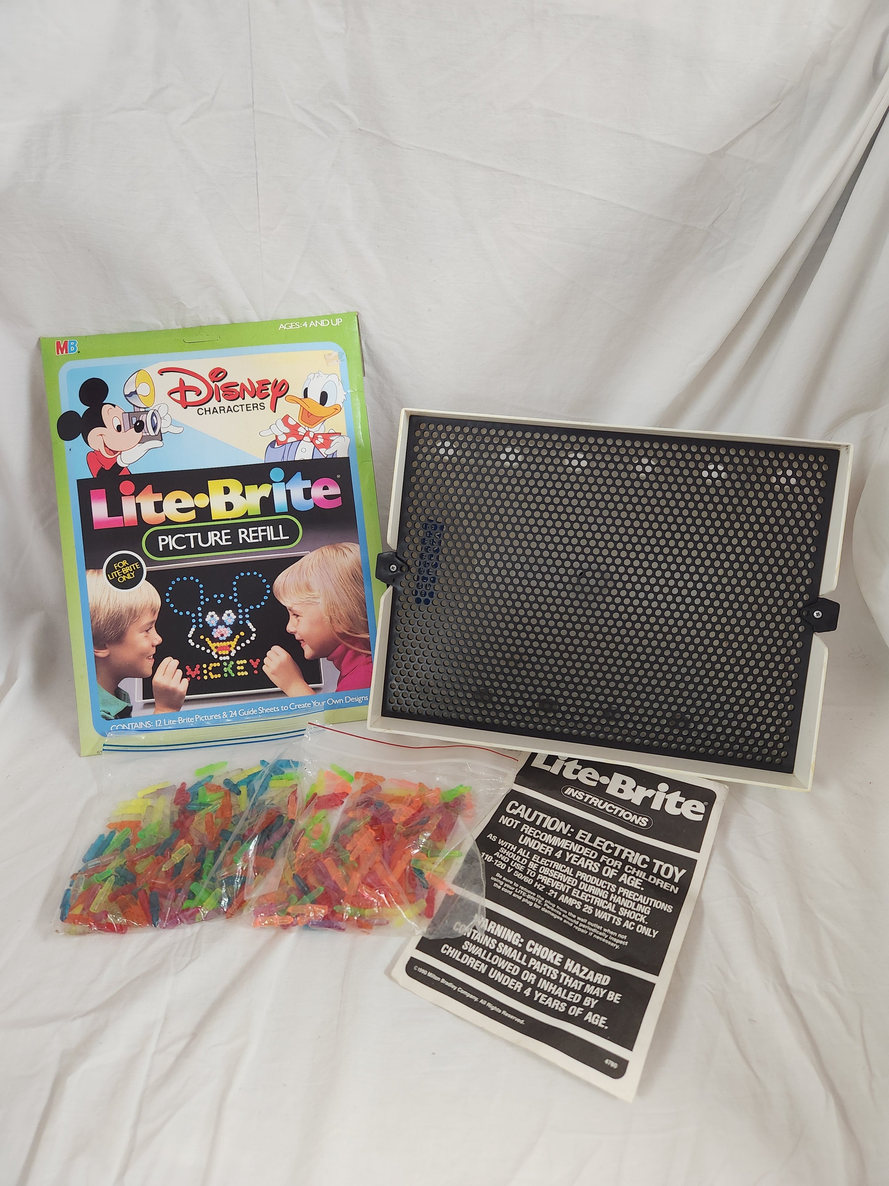 Vintage Lite Brite Toy Milton Bradley With Blank Refill Sheets and Pegs  1986 80s 1980s 