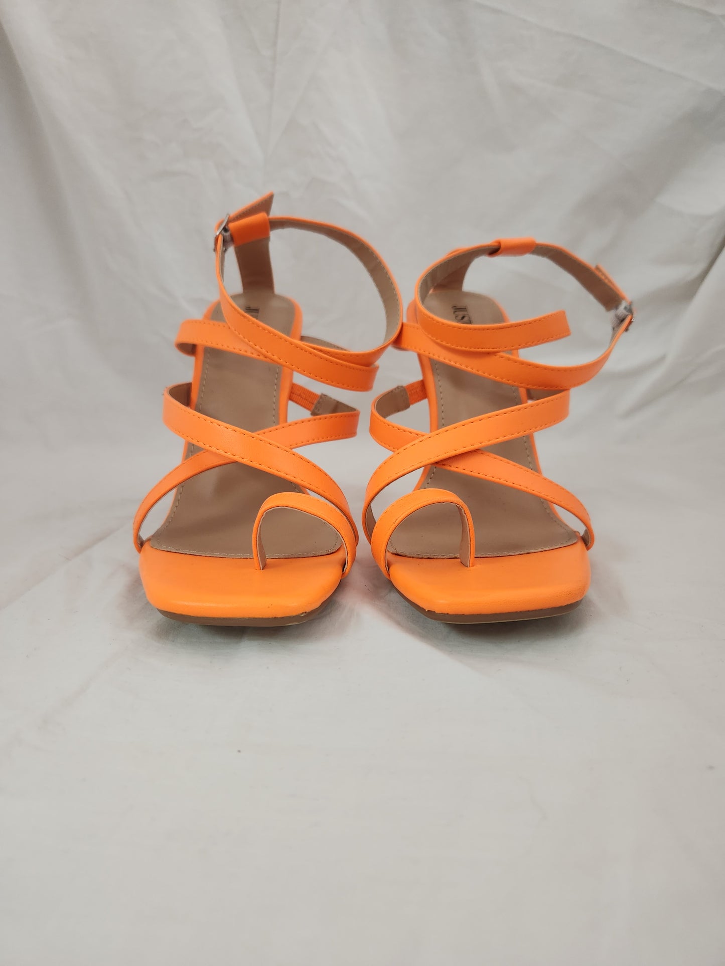 NEW - JustFab Neon Orange Neila Strappy Wedge - Size: 9