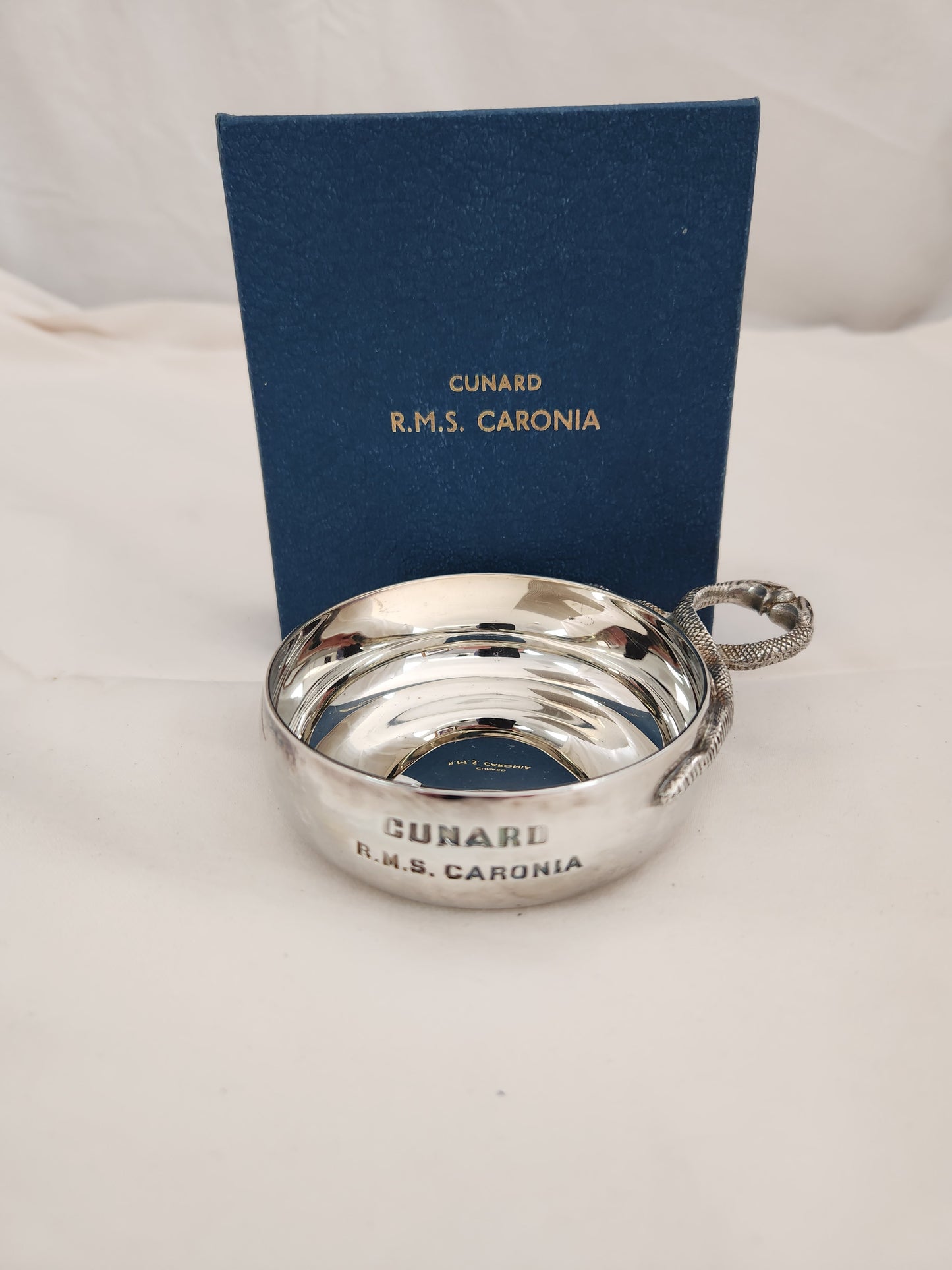 Rare - Cunard R.M.S. Caronia Silver Wine taster Cup with Box