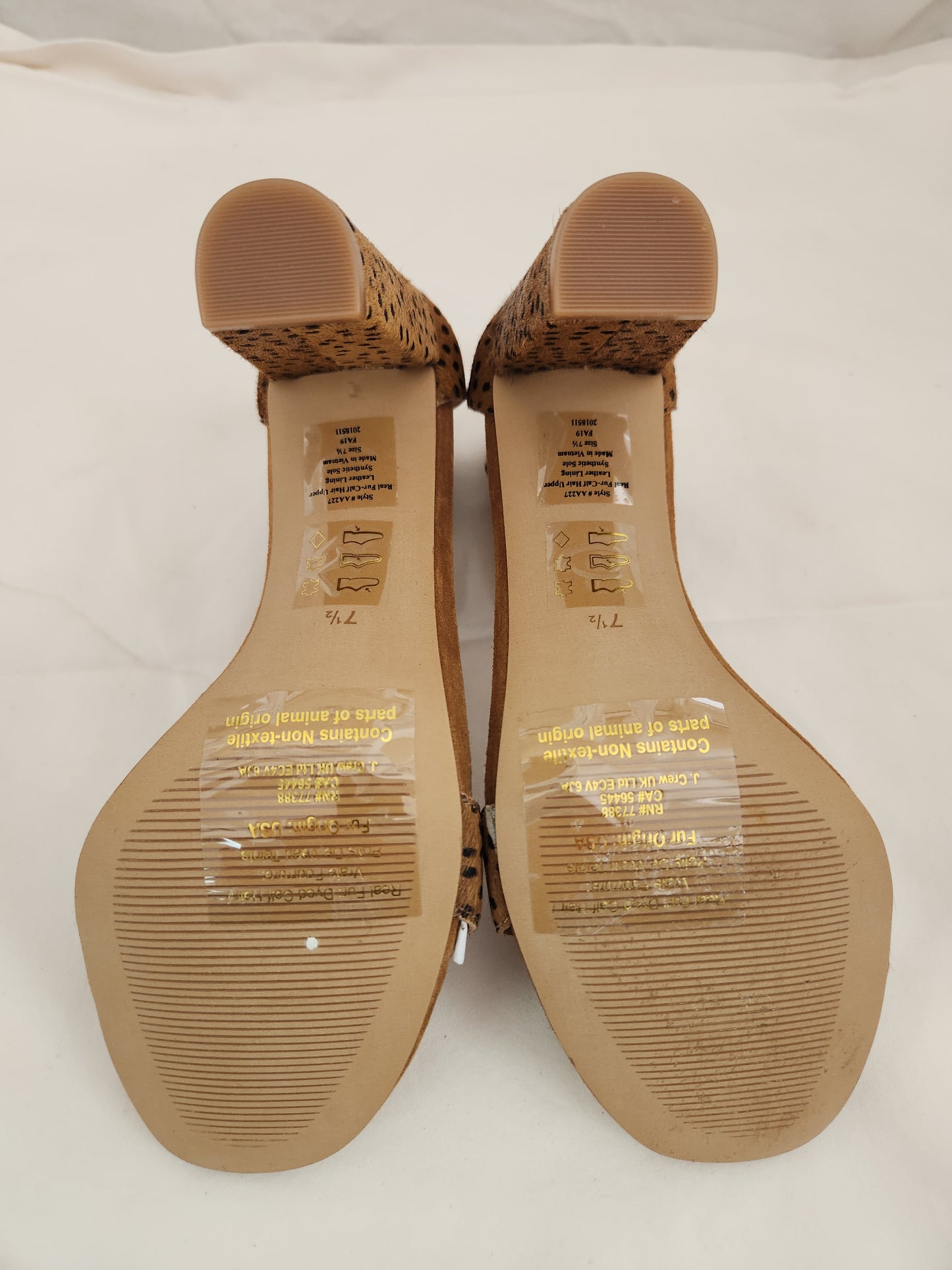 NIB - Madewell Equestrian Brown Heeled Spotted Calf Hair Sandals - Size 7.5