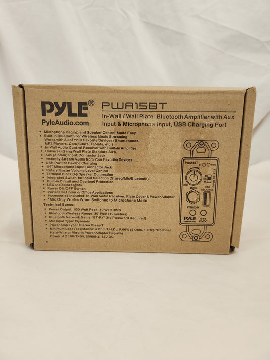 NIB - Pyle PWA15BT In-Wall Bluetooth Amplifier w/Aux & Mic Input Plus USB Charging Port