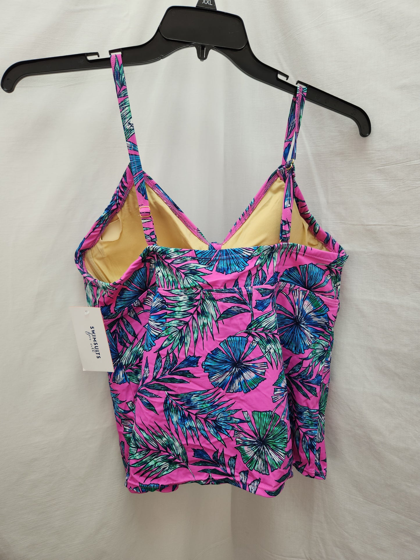 NWT - Swimsuits For All Floral Tie-Front tankini Top - 14 C/D