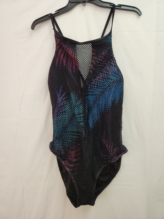 NWT - Swimsuits For All black print Fishnet One-Piece - 14
