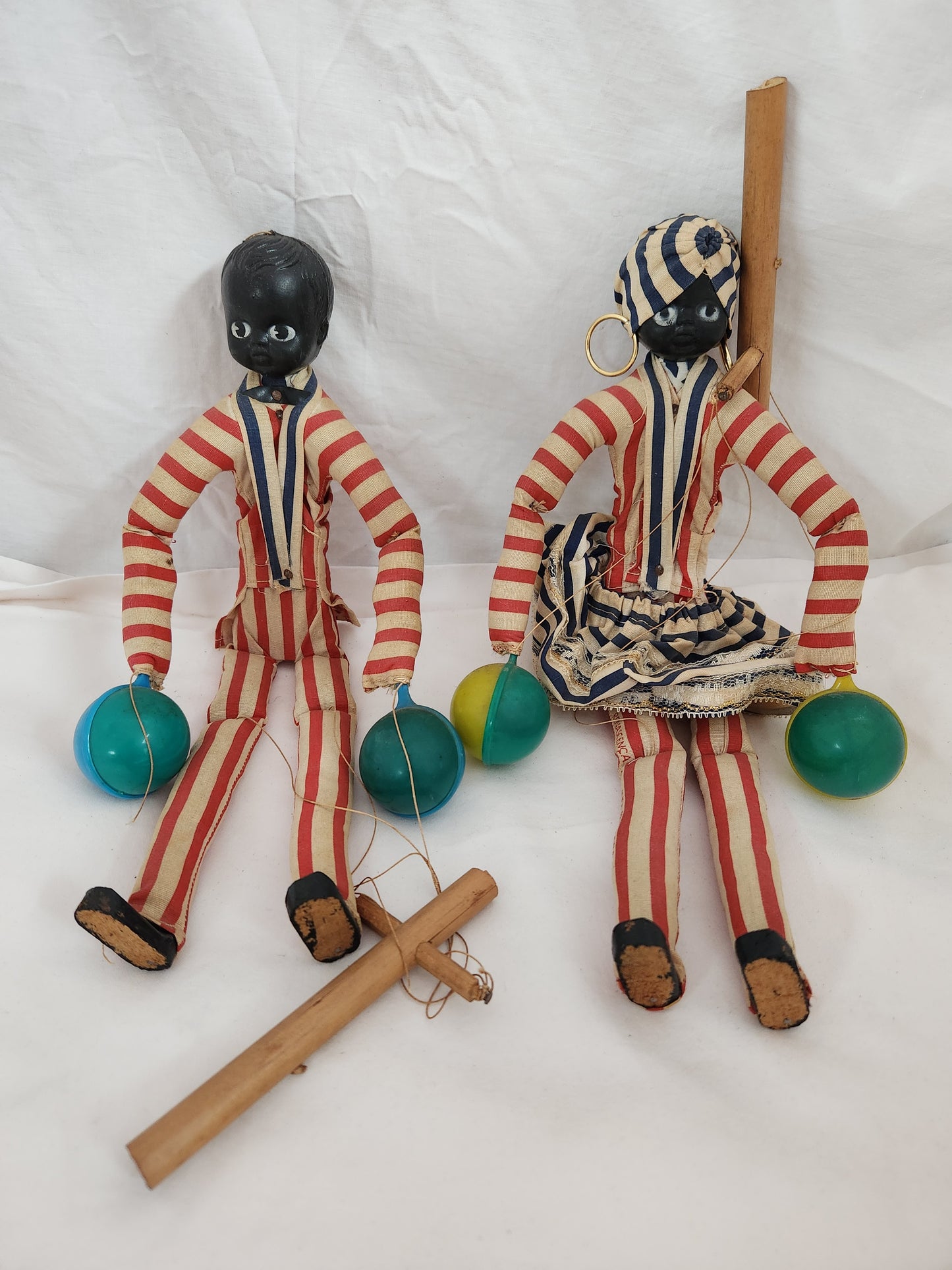 VTG - Pair of Marching African American Renascenca Marionette Puppets