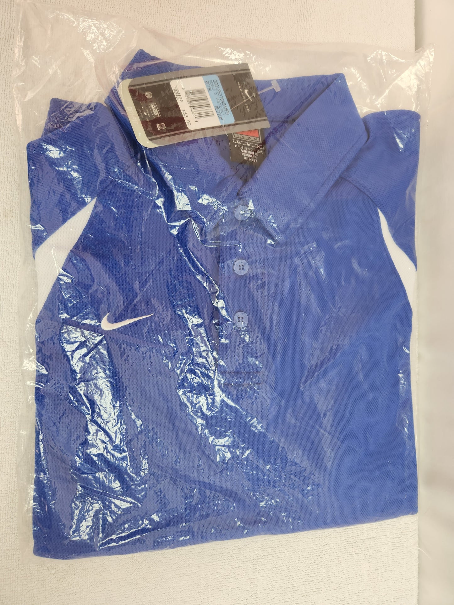 NWT - Nike Team Royal Blue/White Waffle Knit Dri-Fit Polo Shirt - M