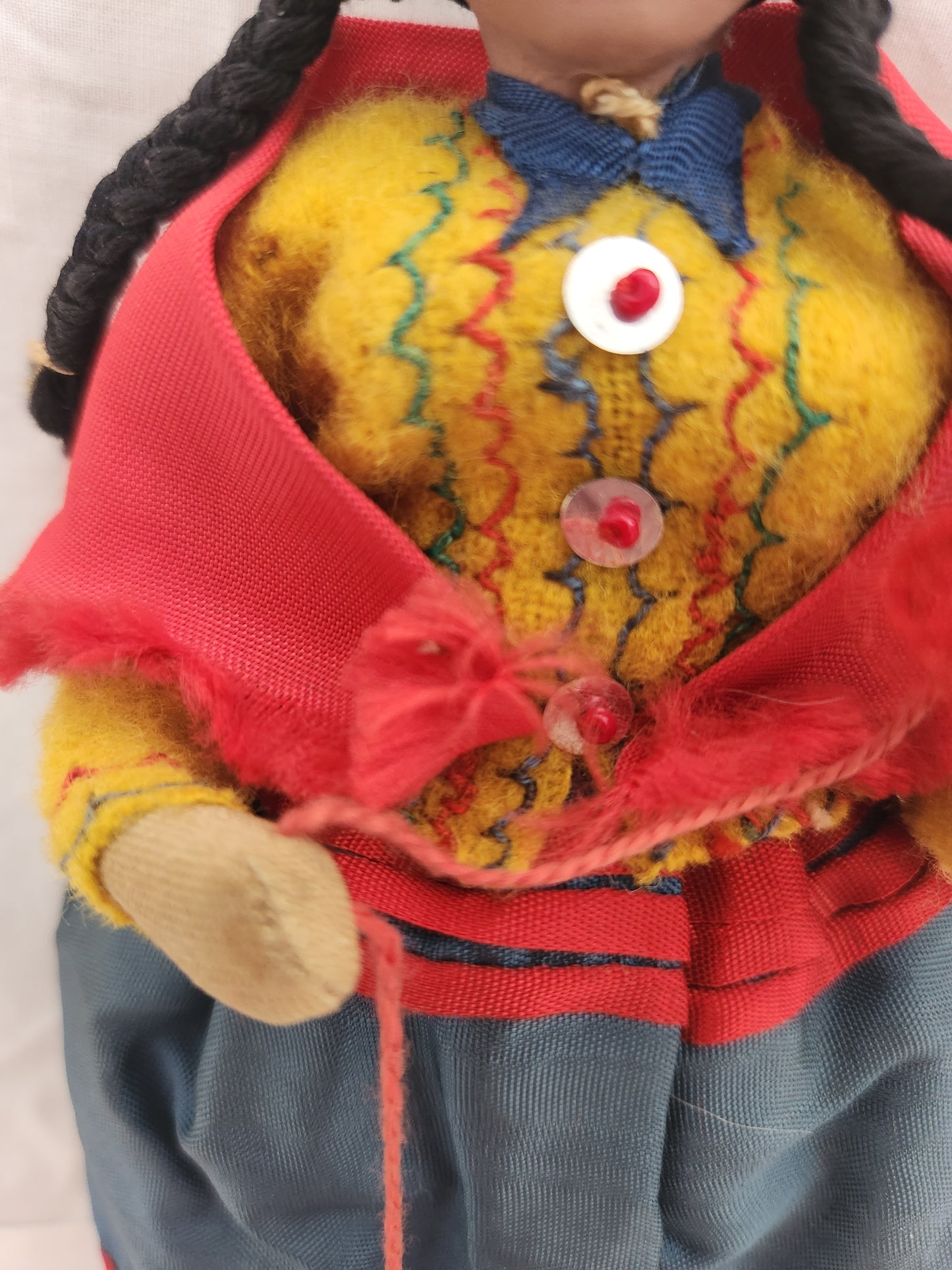 VTG - Peruvian Hand Made Doll - Woman Knitting (damaged)