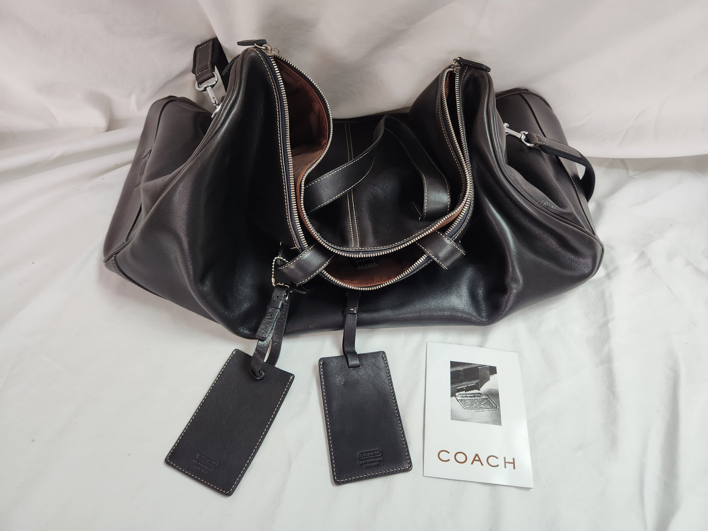 Coach Dark Brown 22" Glove Tanned Leather Duffle/Travel Bag #B1S-5402