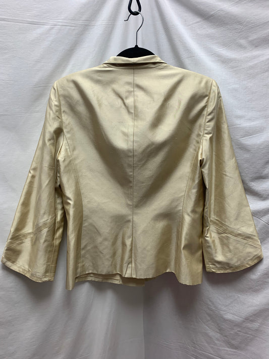 NWT - DANA BUCHMAN lustrous gold Silk 3/4 Sleeve Blazer - 6