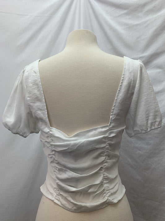 NWT - GLASSONS white Boho Crop Shirt - 8 / L