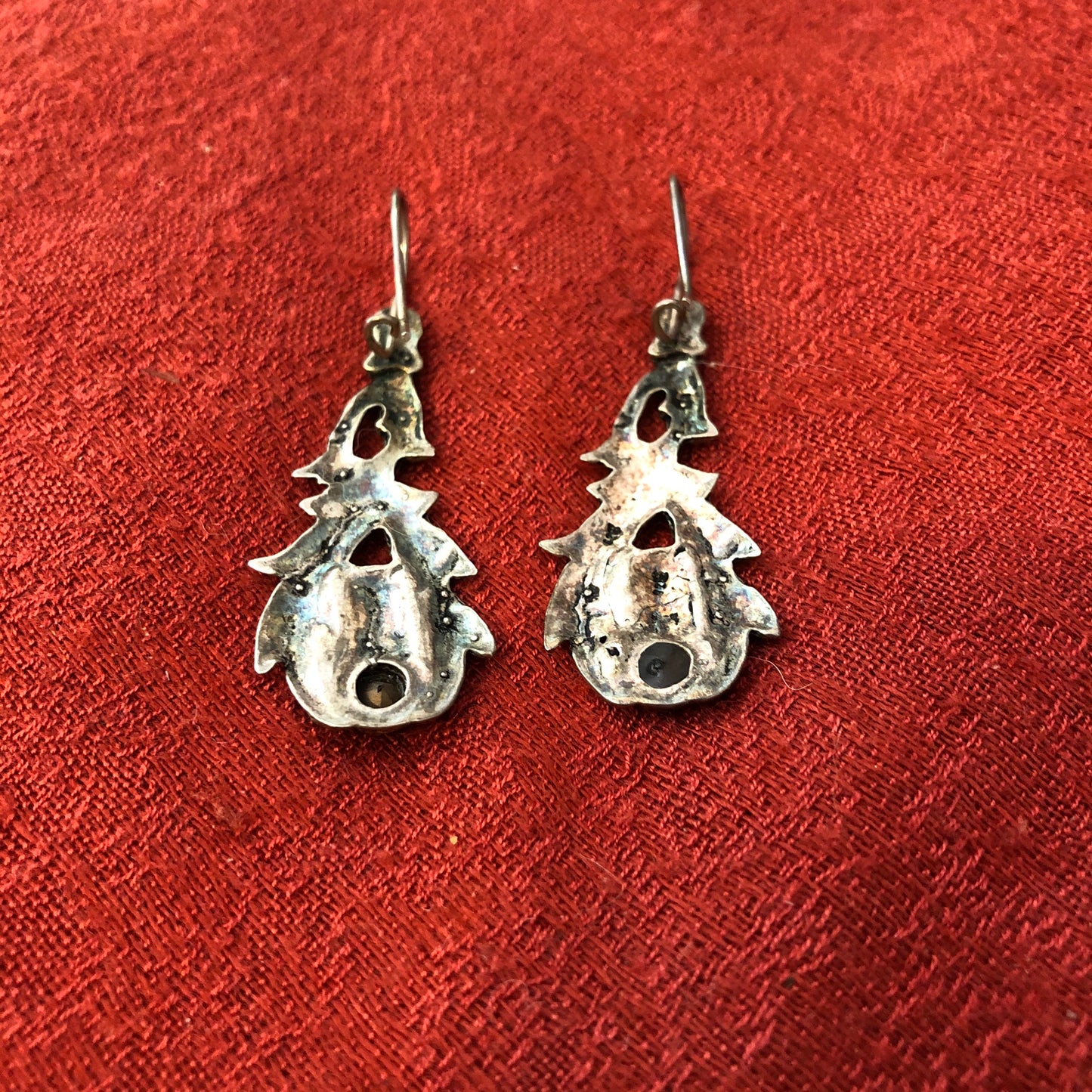 Silver Tone Earrings with Small Rhinestone