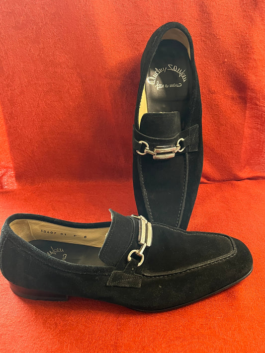 Black Suede Loafers Made in Italy- Size 8