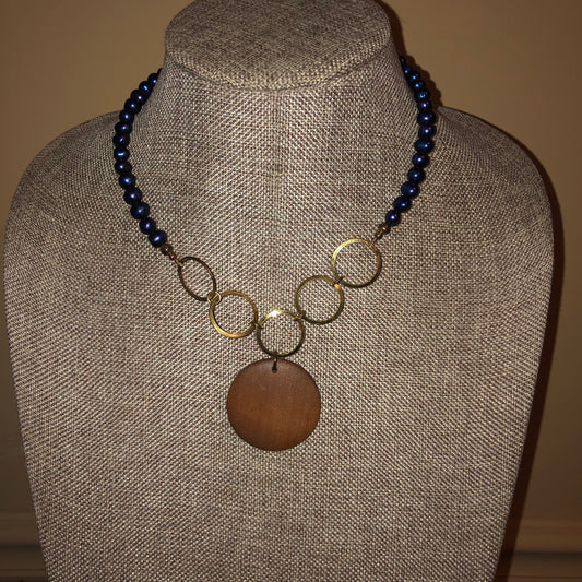 Freshwater Pearl and Wood Necklace