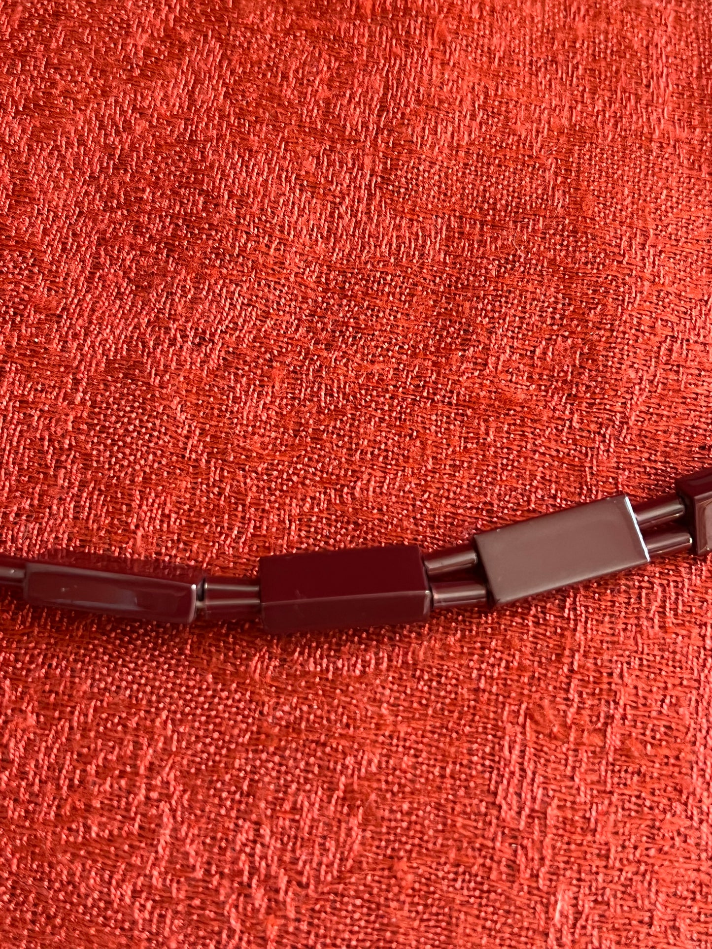 Calvin Klein Burgundy Metal Link Belt/Statement Necklace