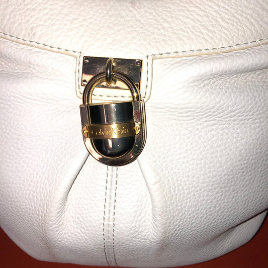 Calvin Klein Cream Leather Handbag