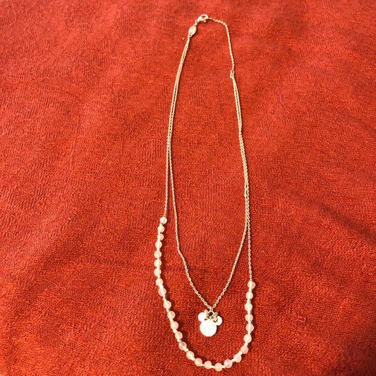 LA CN Rose Gold Tone Double Strand Disney Minnie Mouse Necklace