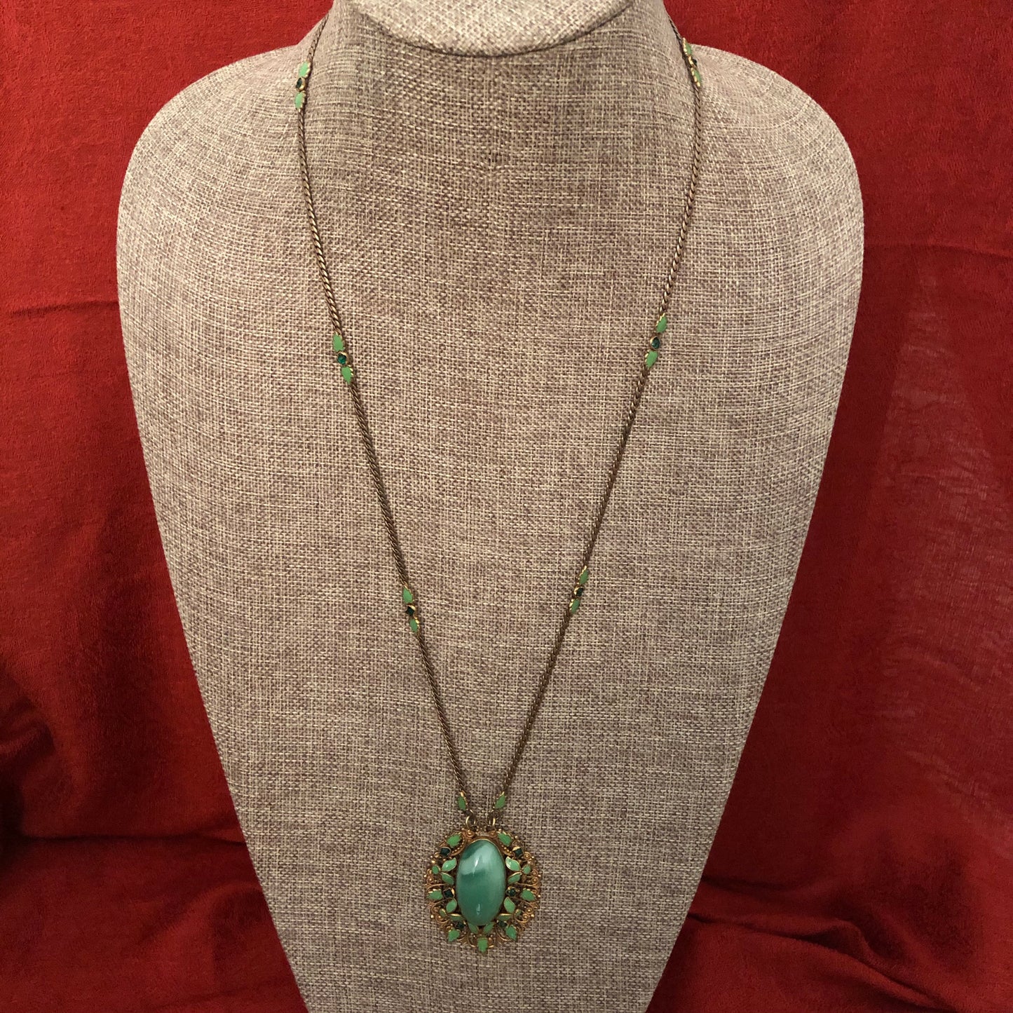 Vintage Inspired Enamel and Rhinestone Necklace