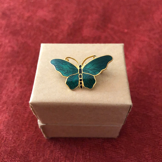 Vintage Sporrong & Co Stockholm Gold Tone Enamel Butterfly Pin