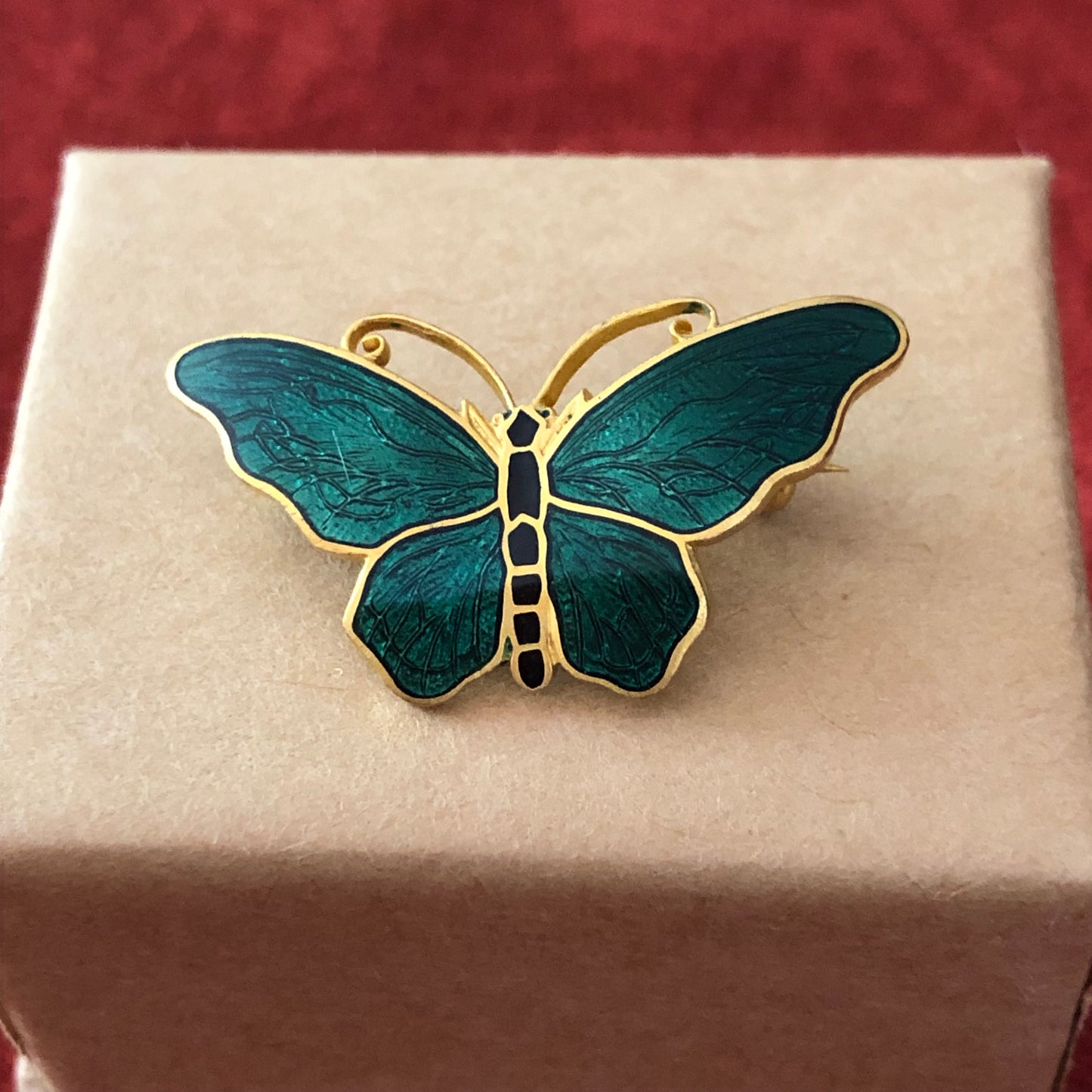 Vintage Sporrong & Co Stockholm Gold Tone Enamel Butterfly Pin