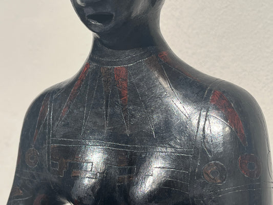 Mexican Geometric Patterns Design Ceramic Woman Sculpture - Possibly by Manuel Felguerez