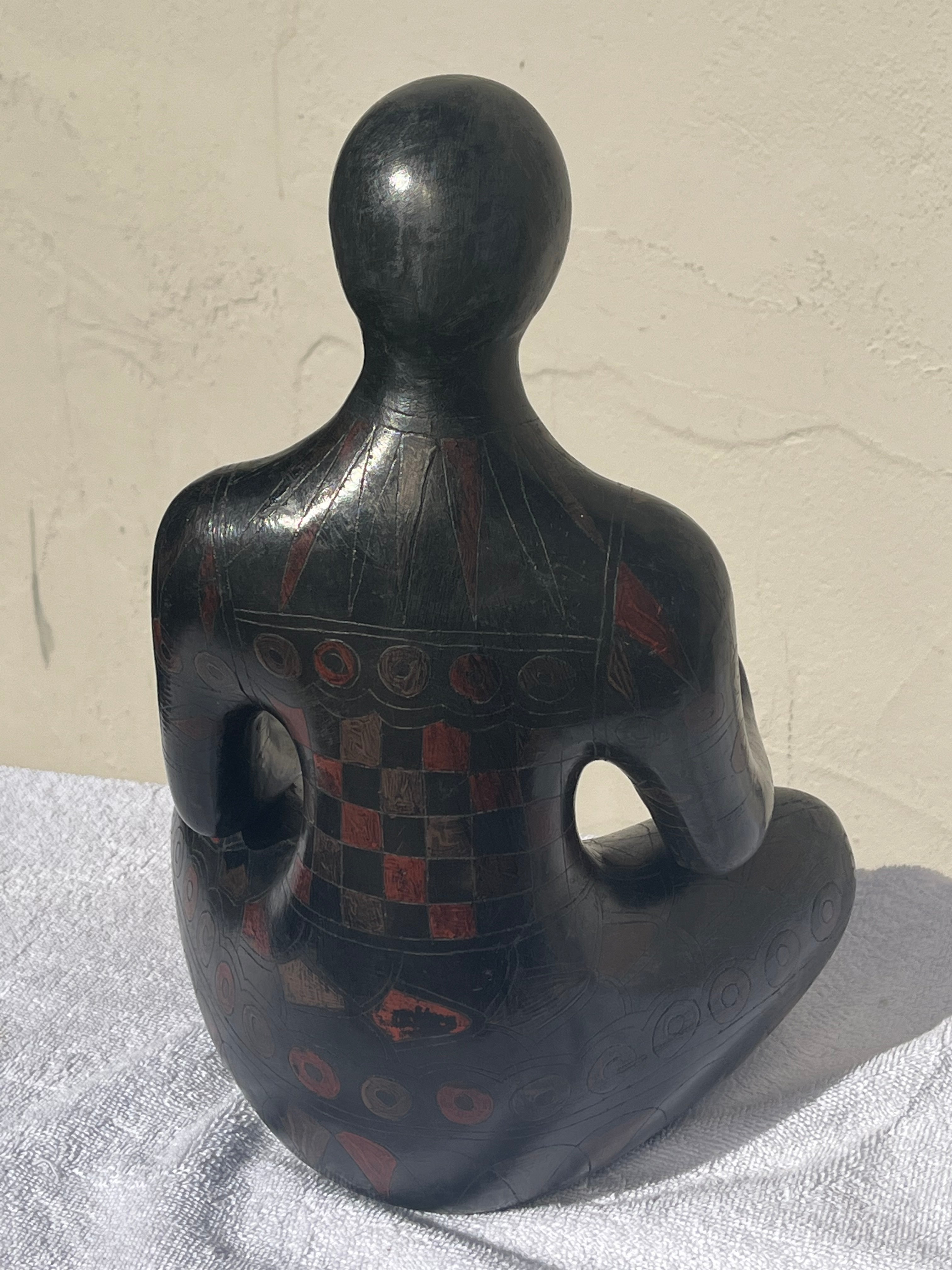 Mexican Geometric Patterns Design Ceramic Woman Sculpture