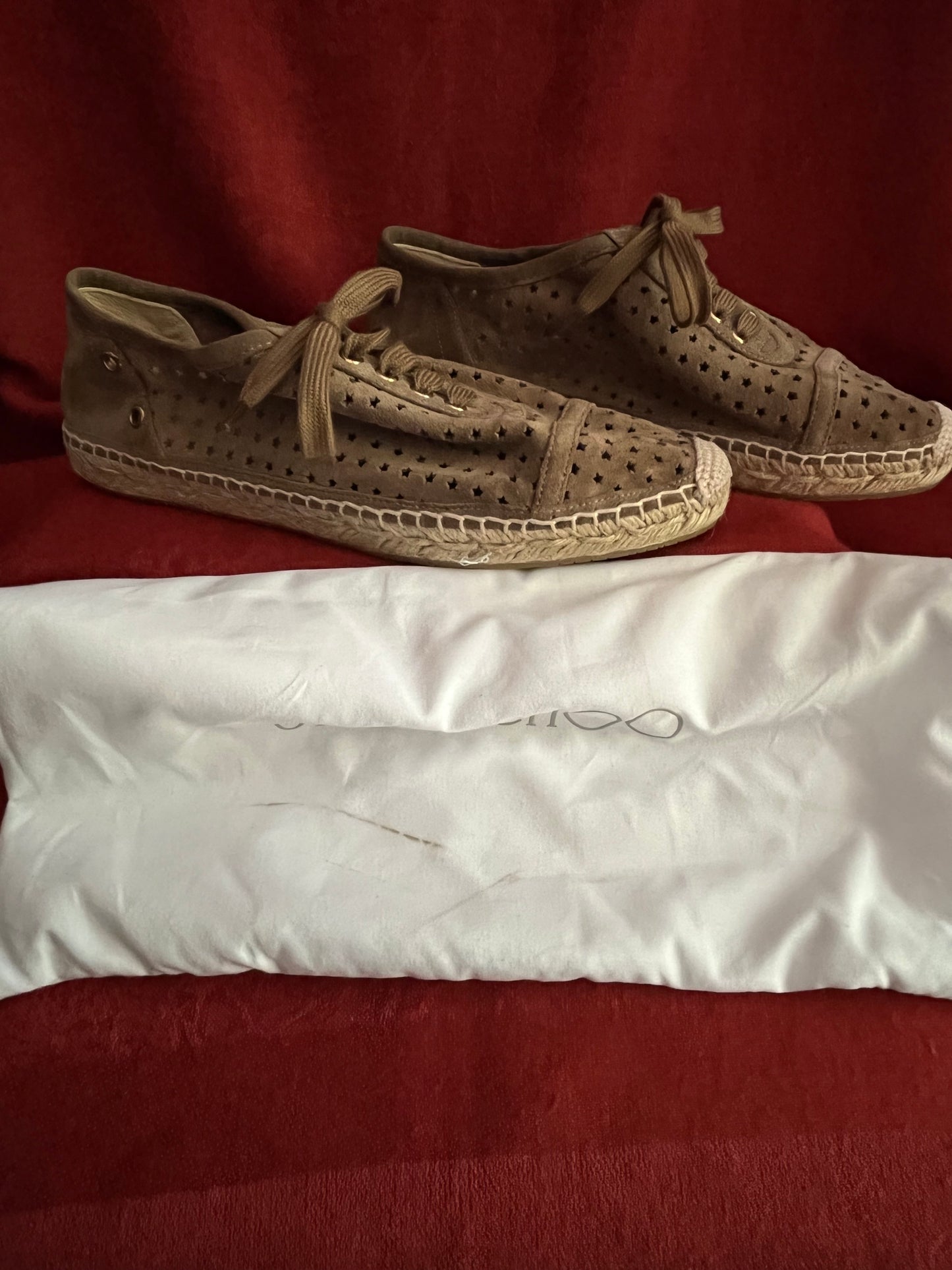 Jimmy Choo Suede Tie Espadrilles Made in Spain-Size 8 (No Box)
