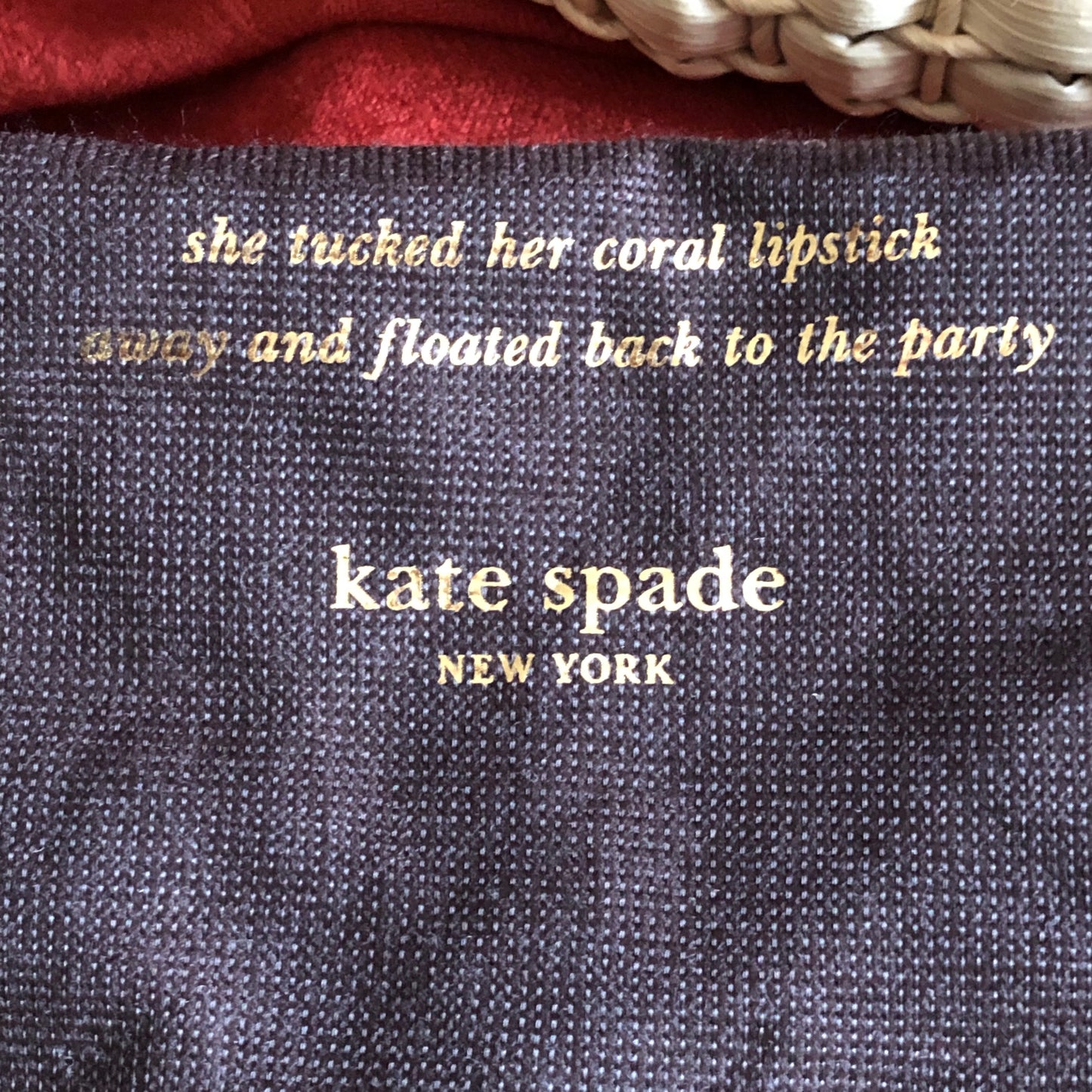 Kate Spade New York Leather Trimmed Straw Clutch w Storage Bag