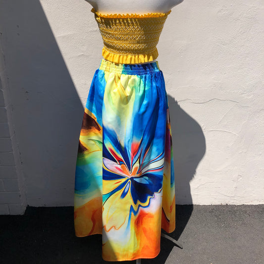 Multi-Color Psychedelic Starburst Skirt - XL