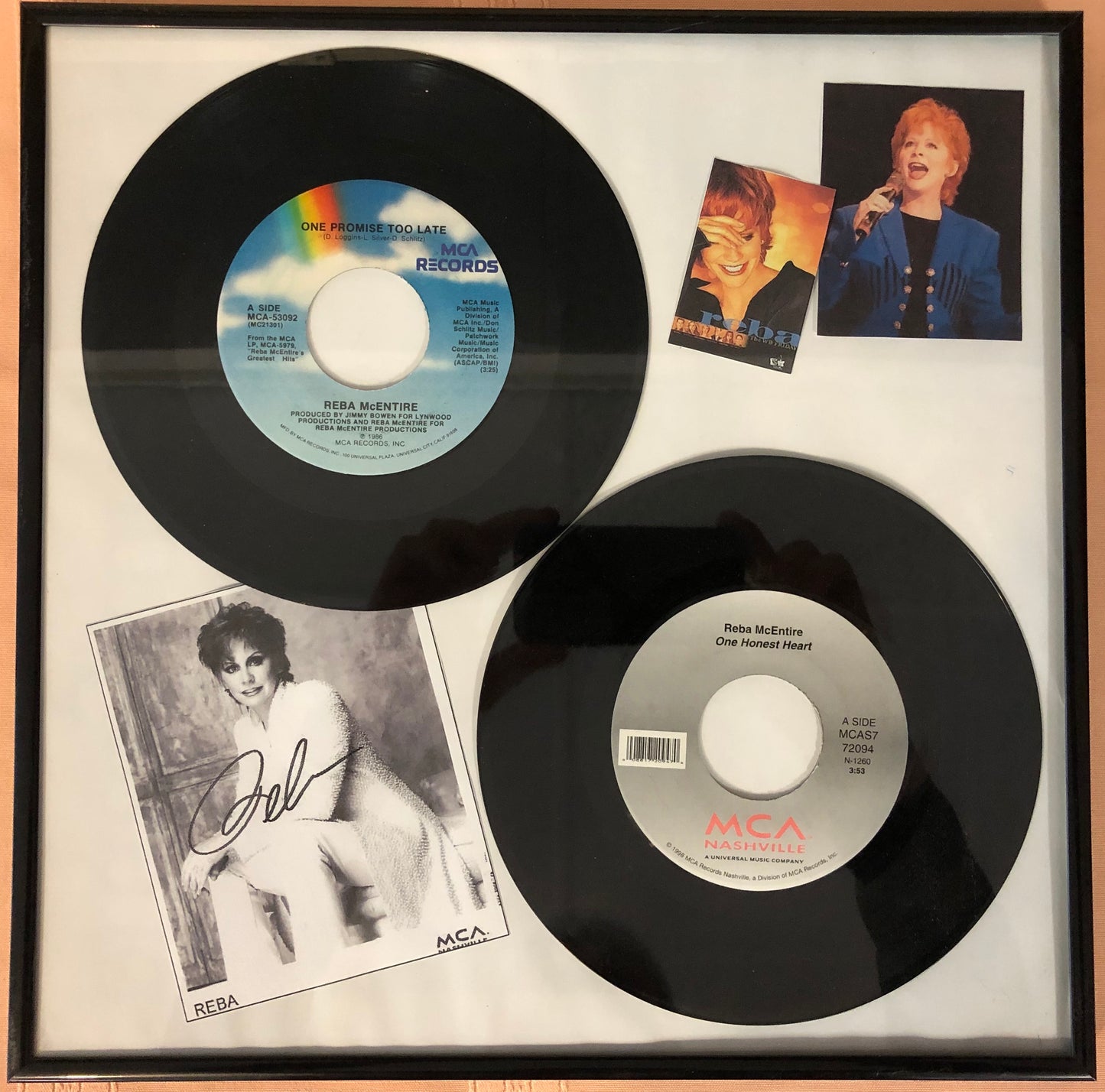 Framed Reba McEntire 45 Singles with Photos