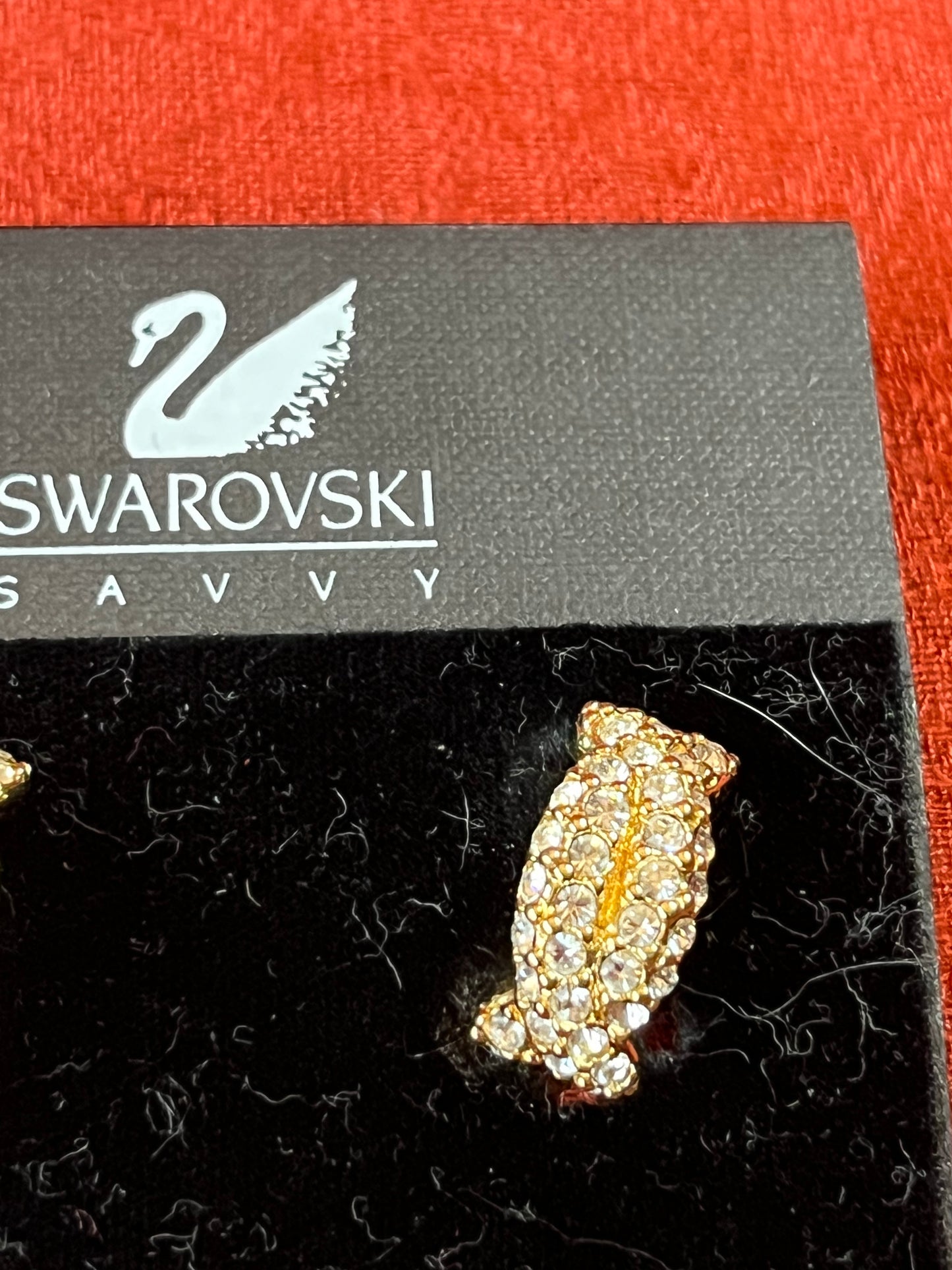 Vintage Swarovski Savvy Gold Tone and Crystal Clip On Earrings-New