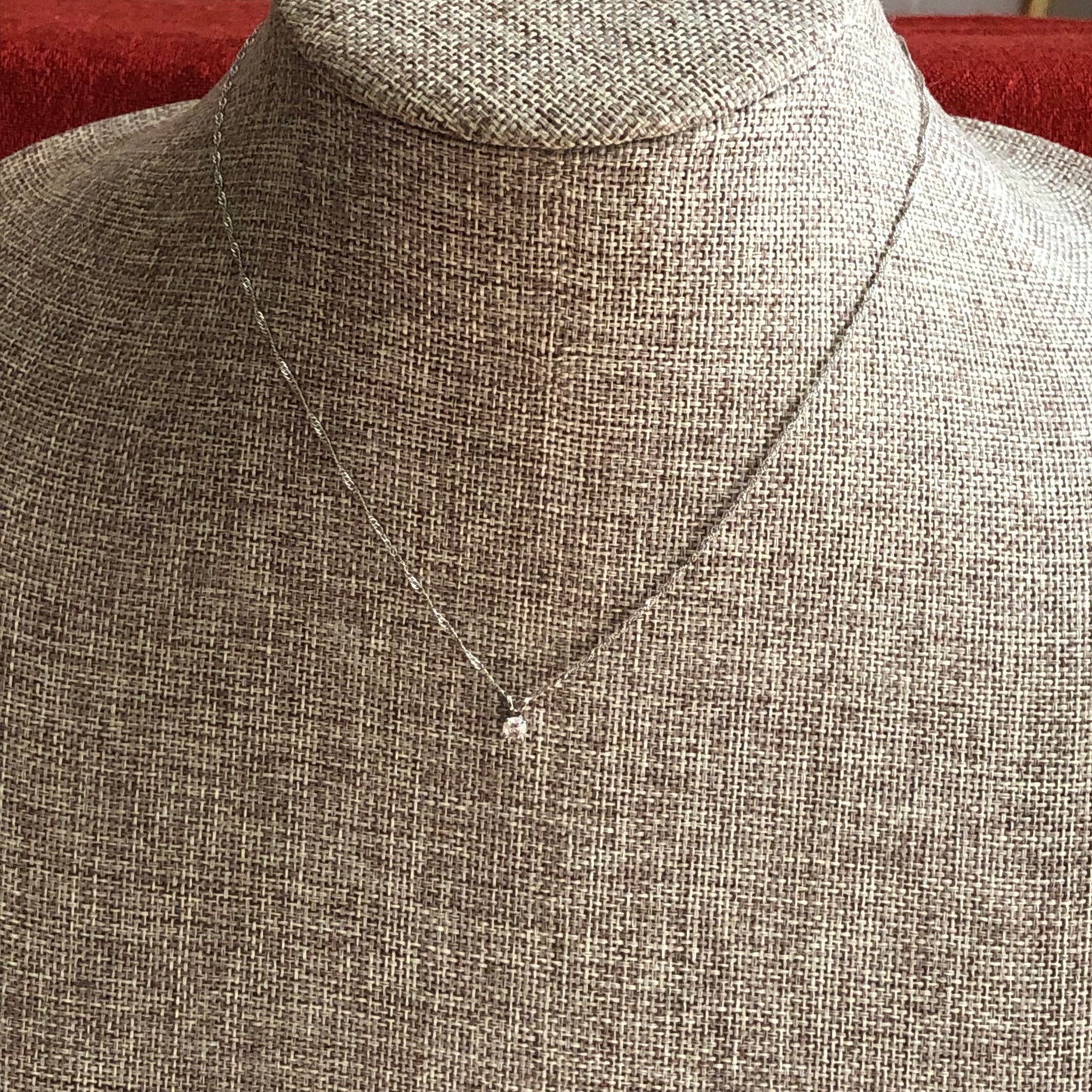 14K White Gold Diamond Necklace-16 inches