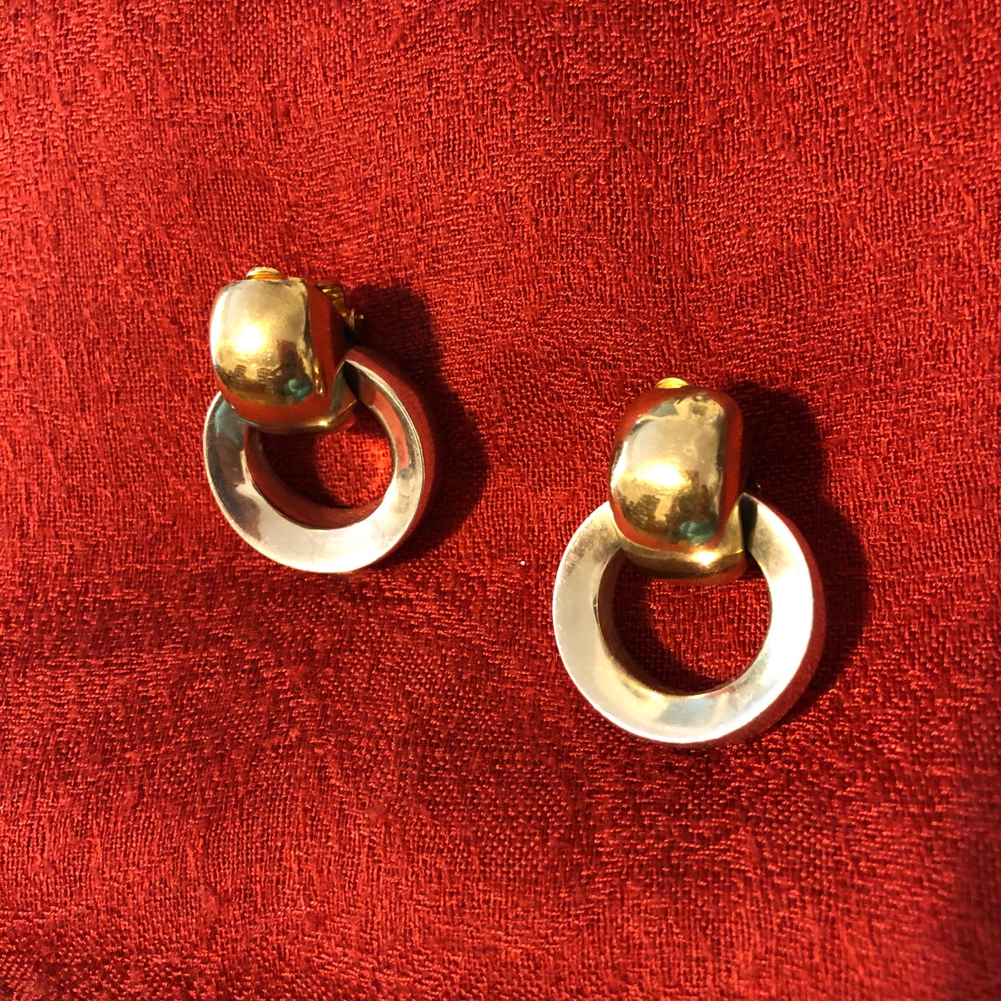 Handcrafted Sterling & Brass Clip On Fashion Earrings