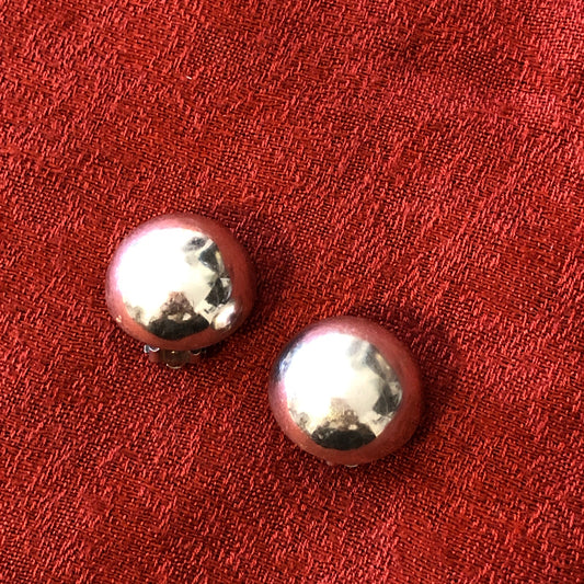 Vintage Thailand SU Sterling Button Clip On Earrings