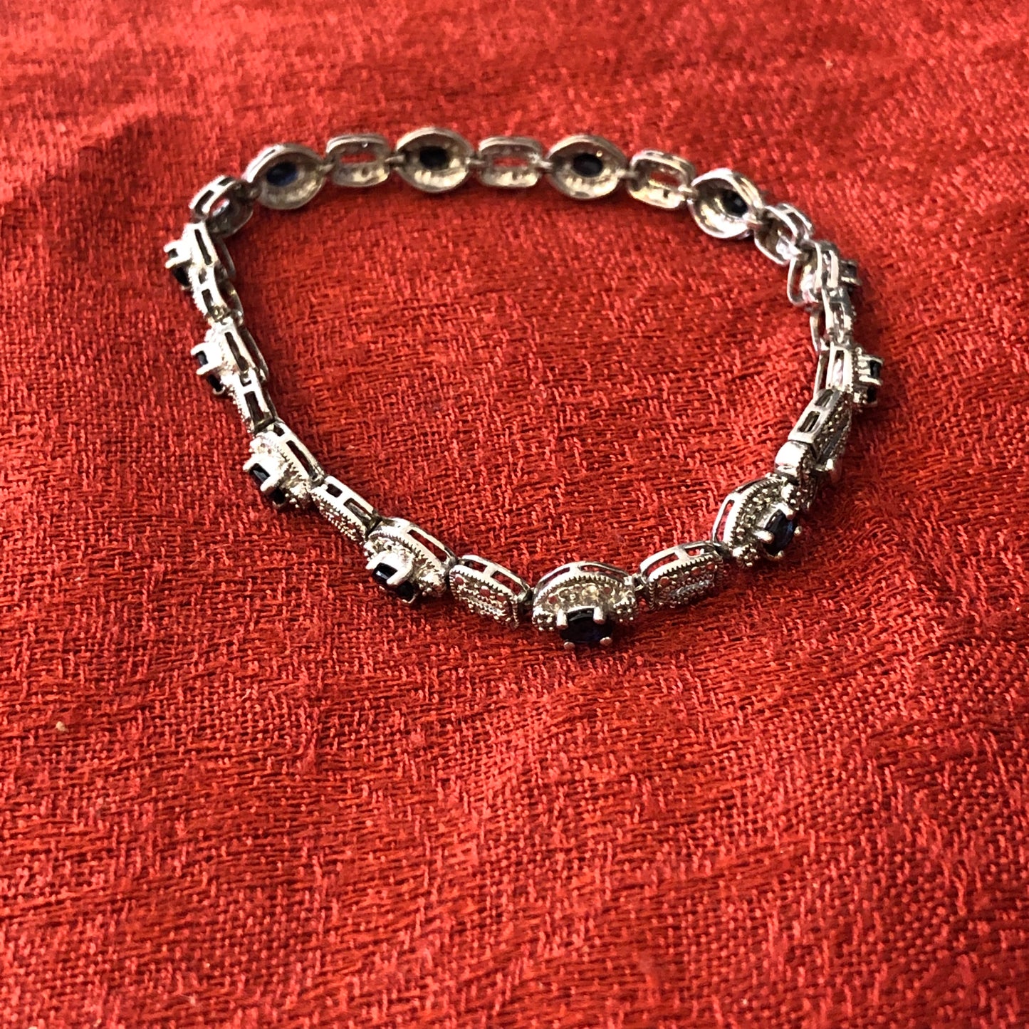 Sterling Tennis Style Bracelet with Cubic Zirconia Accents