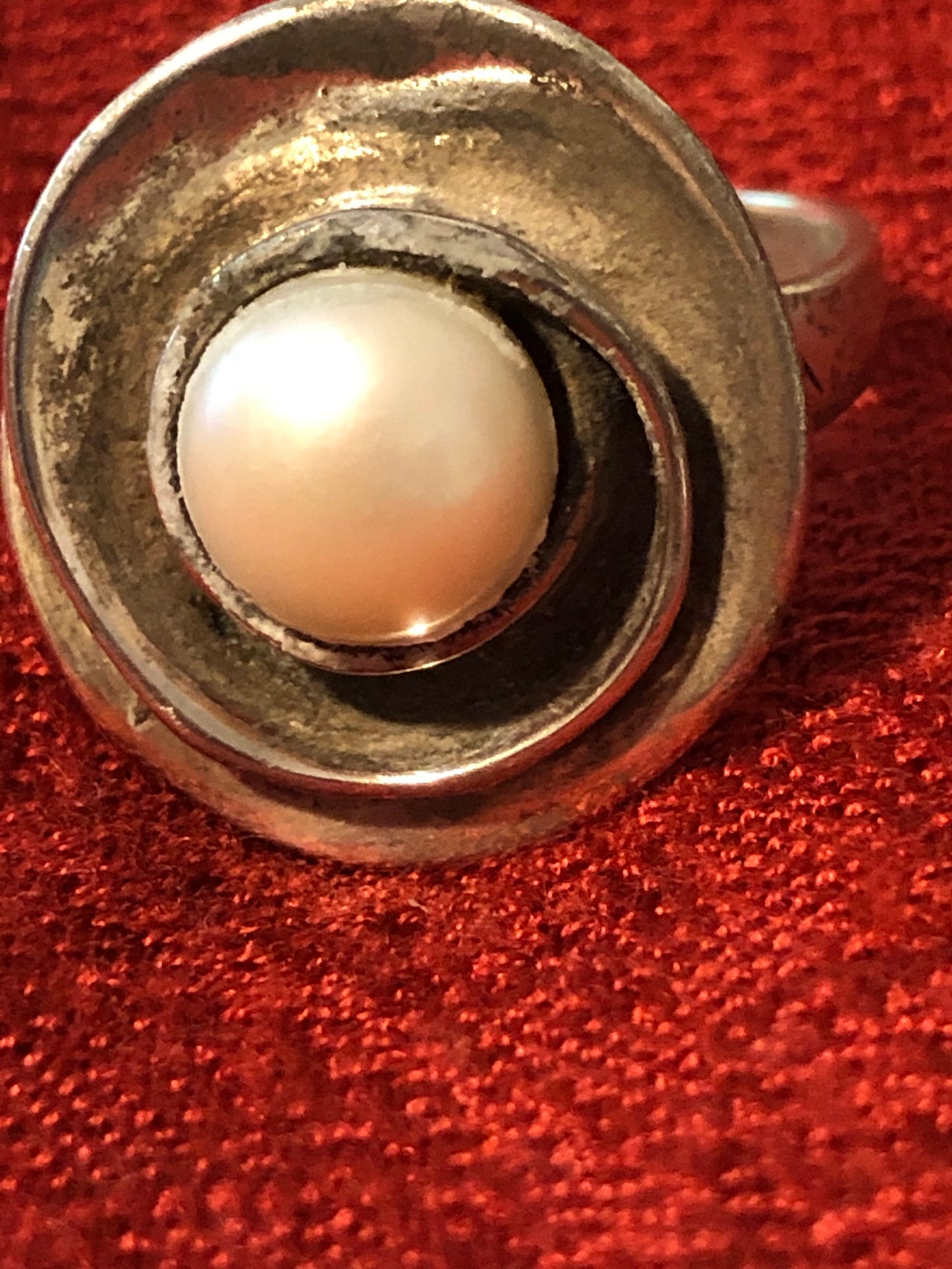 Sterling and Genuine Pearl Fashion Ring