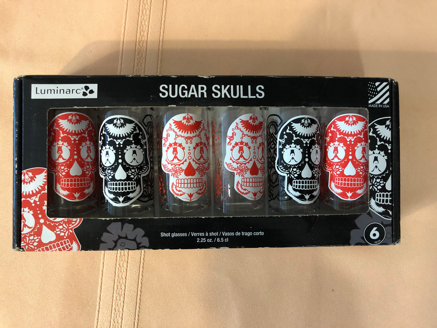 Luminarc Sugar Skull 2.5 oz Shot Glasses (Pack of 6)