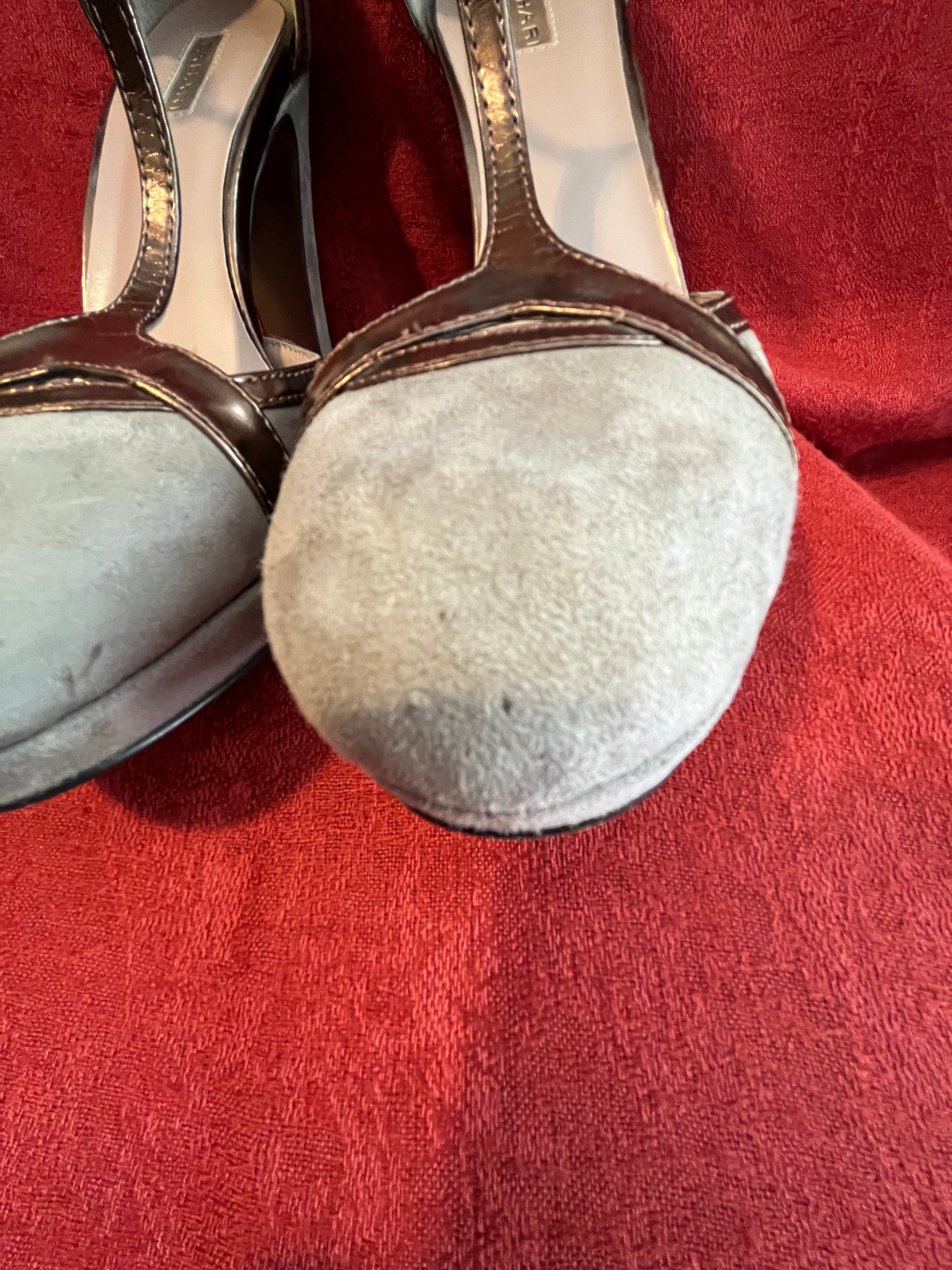 Shoedazzle Breanna Silver Copper Strappy Platform Open Toe Sandal Stiletto  Heels | eBay