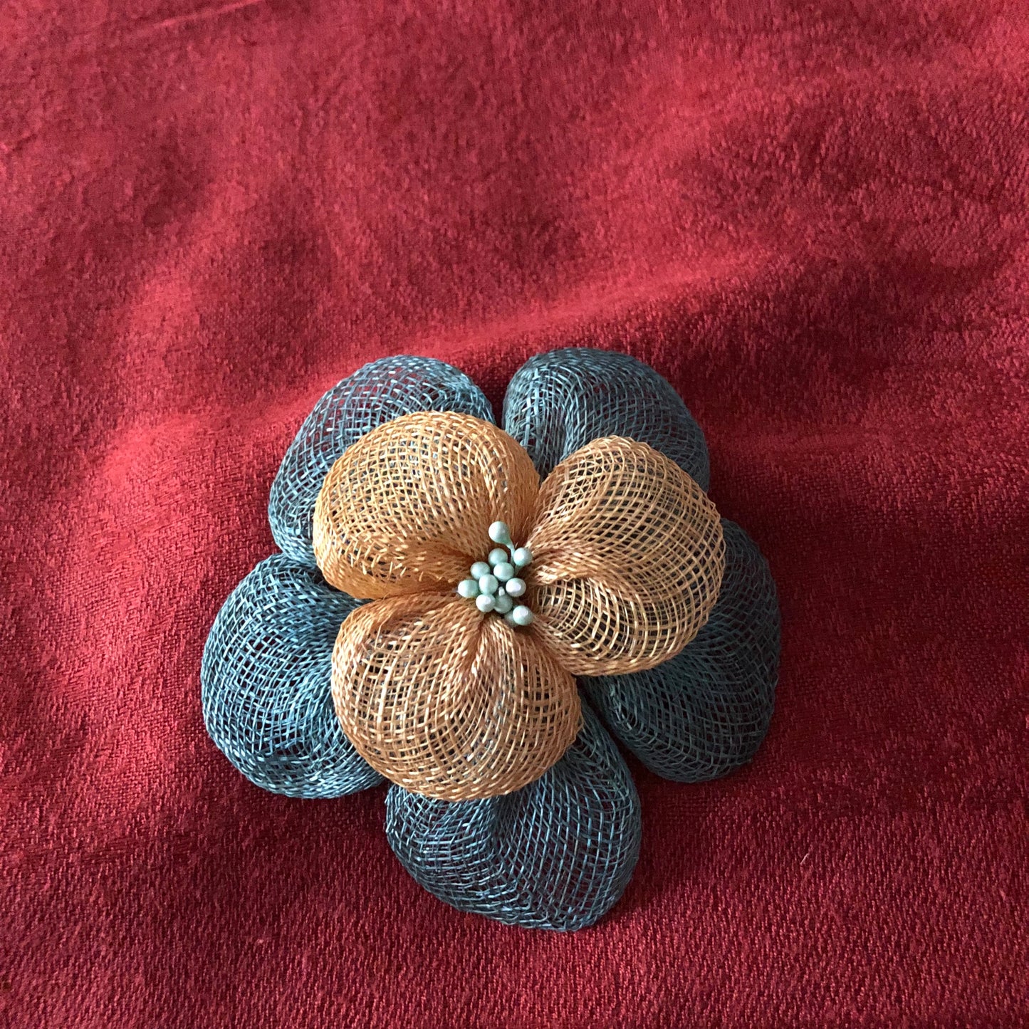 Talbots Raffia Flower Pin-NWT