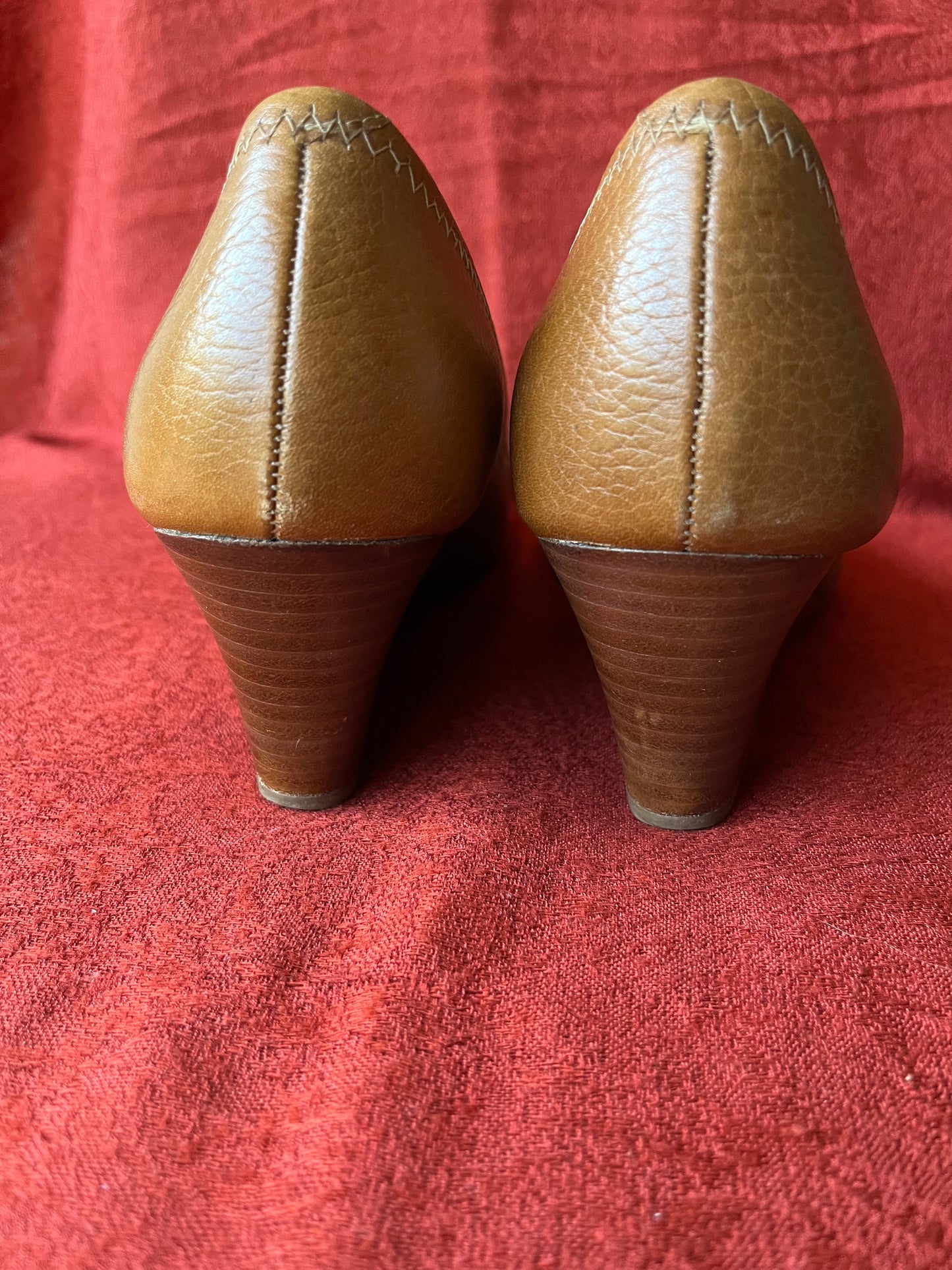 Tory Burch Brown Leather Julianne Peep Toe Wedge Heels-Size 8M
